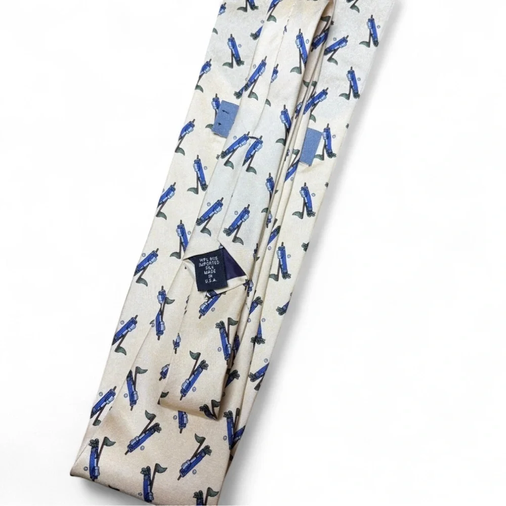 Lord & Taylor Silk Golf Tie ⛳️ Yellow Golf Print Necktie Men’s Vintage